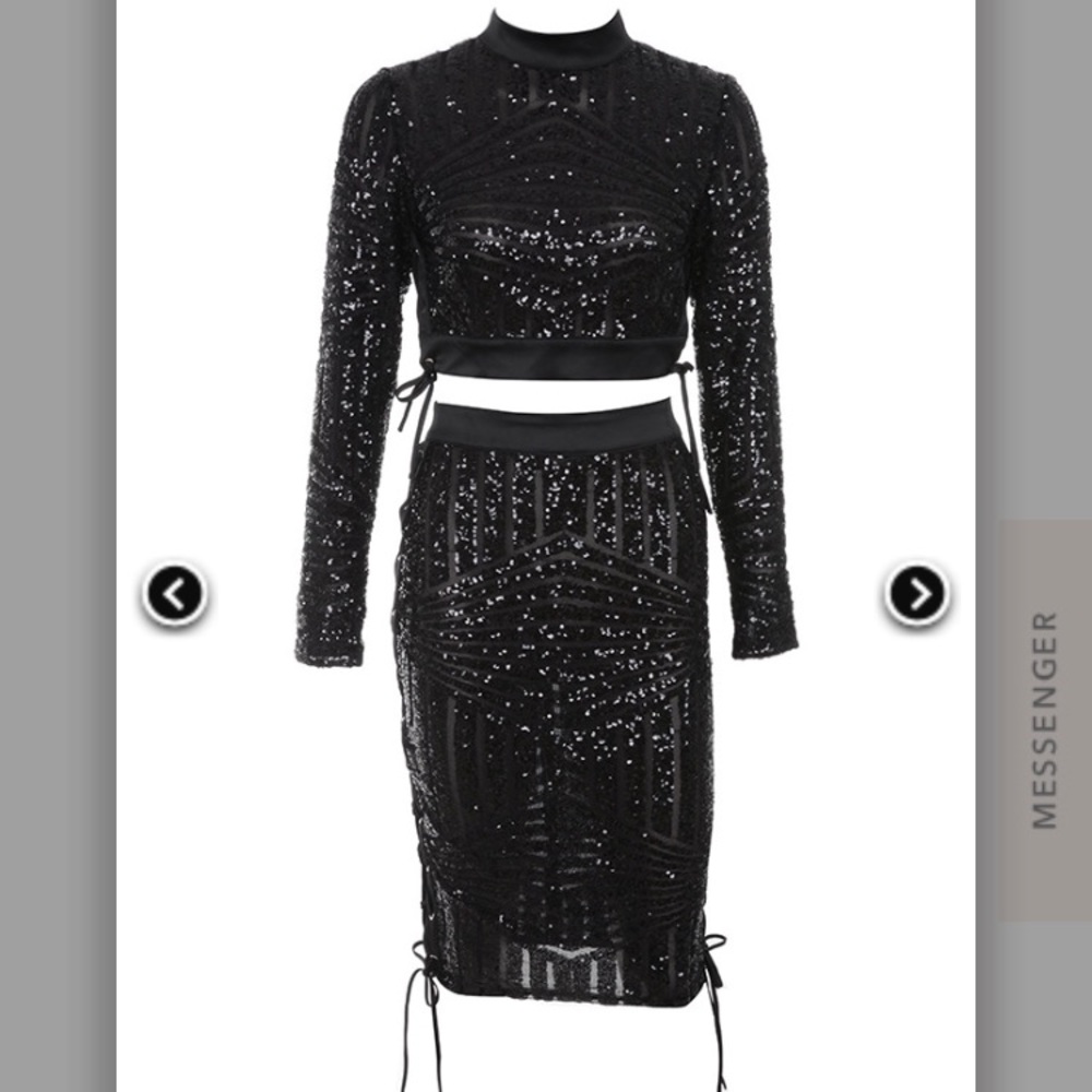 ❌❌S O L D!❌❌House of cb black sequin two piece set - Picture 3 of 7